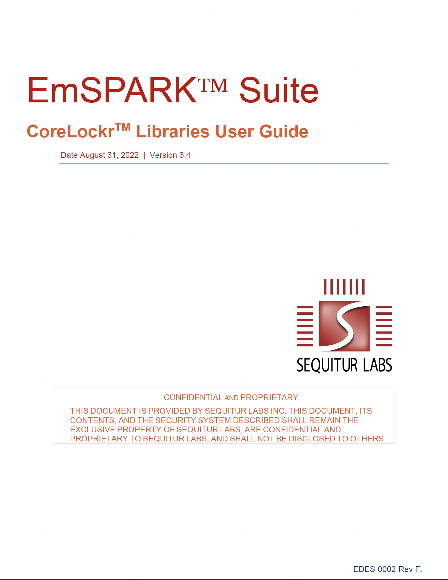 EmSPARK™ Security Suite CoreLOCKR™ Libraries User Guide version 3.2