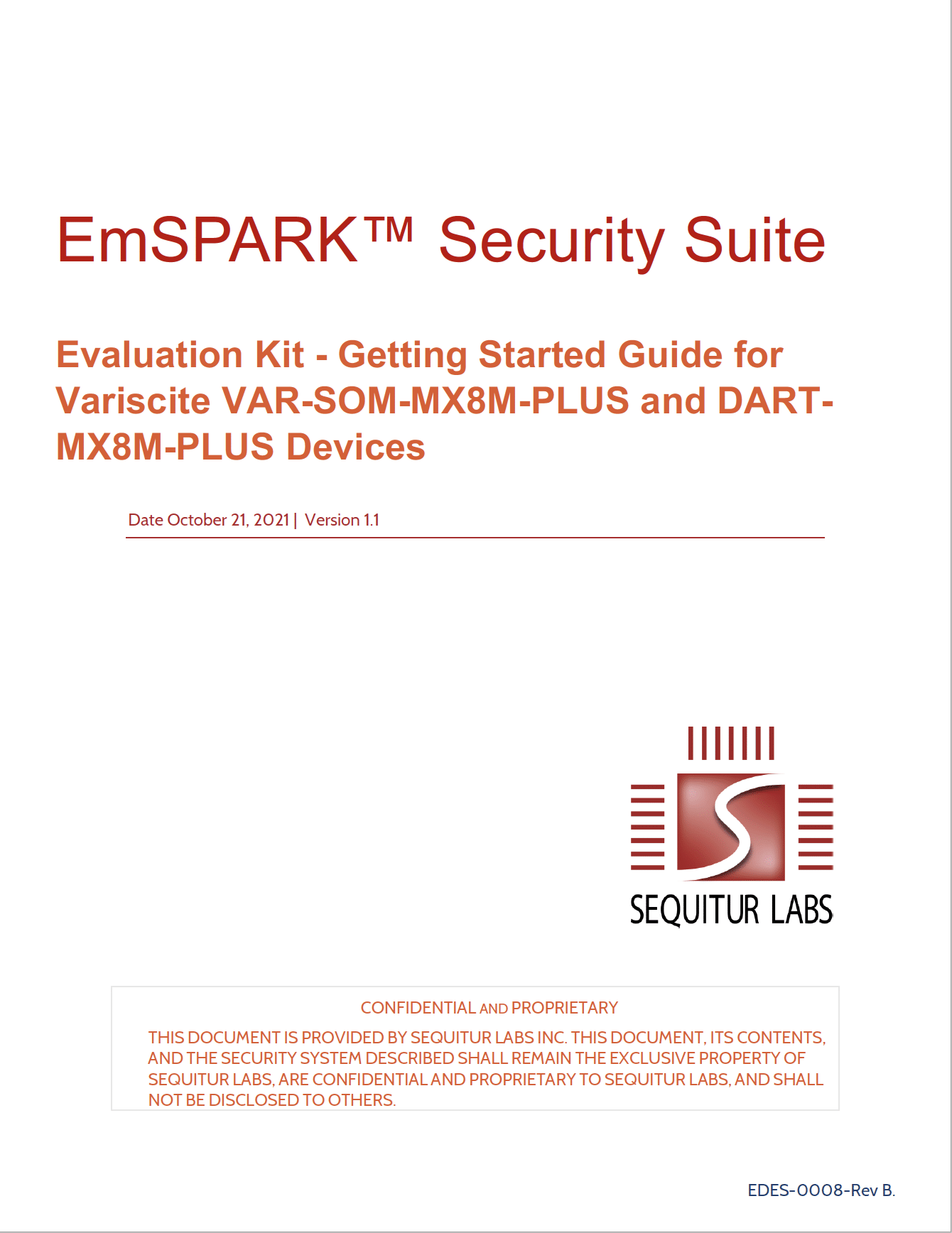 Variscite EmSPARK™ Security Suite CoreLOCKR™ Libraries User Guide version 1.1